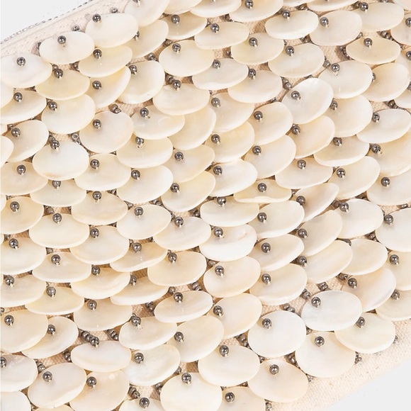Antik Kraft Mother Of Pearl Elegant Shell Discs Cream Clutch - Picture 8 of 9